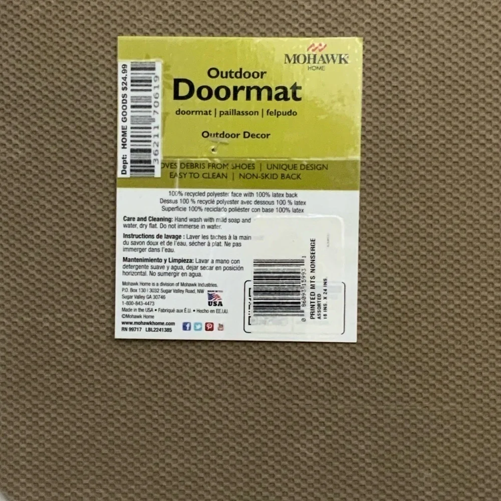 Mohawk Indoor Outdoor Doormat Happy Place Arrow Rectangle Neutral Brown 18X24 in